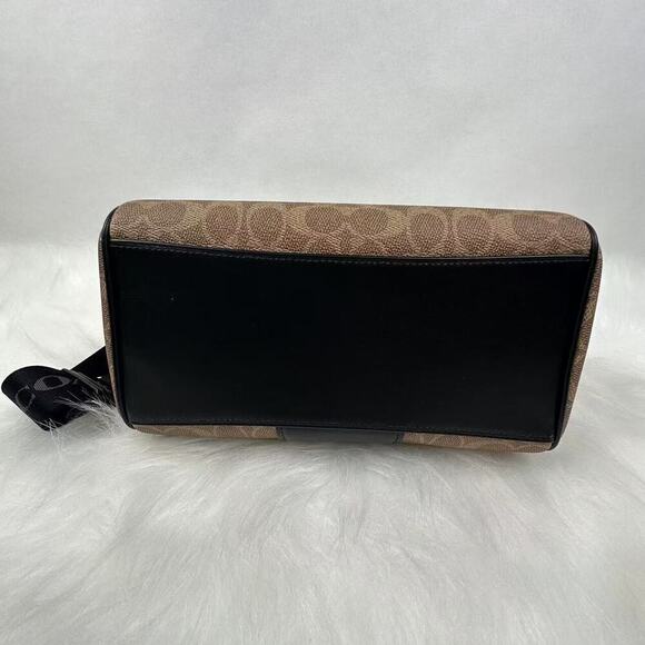 Coach Rowan Satchel Bag Crossbody In Signature Canvas In Tan/Black CW376 NWT - Picture 7 of 9